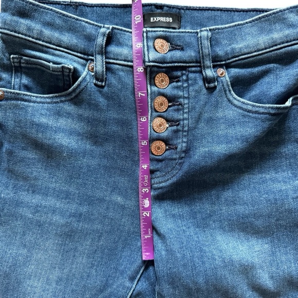 Express jeans women’s mid rise skinny button fly size 0 preppy Bodycon Cabincore - Picture 6 of 10